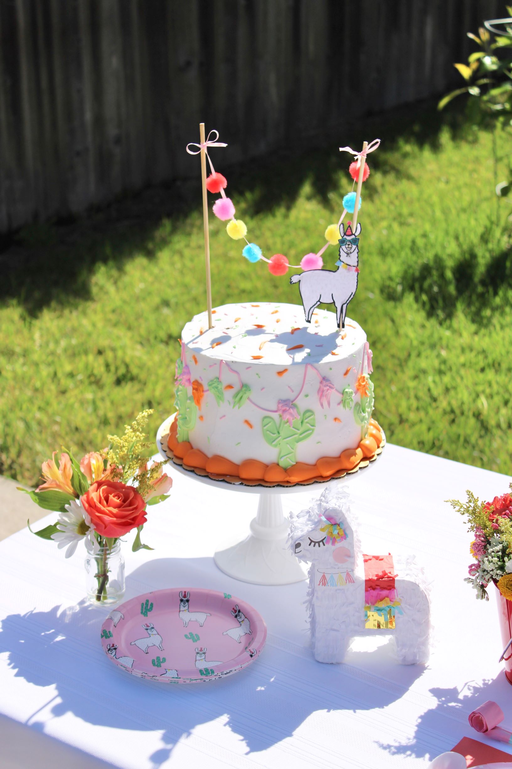 Pompoms Birthday Party Cake Topper | Set of 6